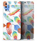 Vibrant Colorful Brushed Feathers - Premium Vinyl Skin Decal for Samsung Galaxy S25 Ultra, S24, S23, S22 & All Galaxy S Models