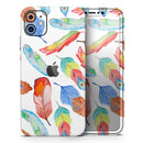 Vibrant Colorful Brushed Feathers - Vinyl Skin Wrap for iPhone 17 Pro Max, 17 Pro, 17 Air, 17, 16 & All Models — Soft Matte or Ultra Gloss