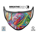 Vibrant Colorful Feathers - Made in USA Mouth Cover Unisex Anti-Dust Cotton Blend Reusable & Washable Face Mask with Adjustable Sizing for Adult or Child