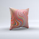 Vibrant Colorful Swirls Ink-Fuzed Decorative Throw Pillow