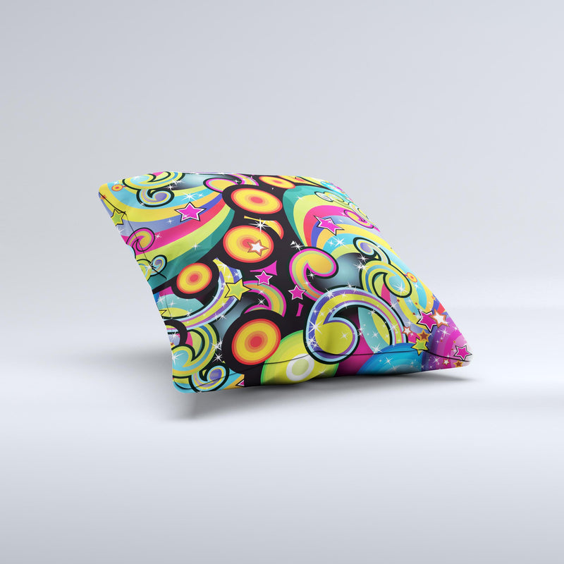 Vibrant Fun Sprouting Shapes Ink-Fuzed Decorative Throw Pillow