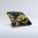Vibrant Gold Butterfly Outline ink-Fuzed Decorative Throw Pillow