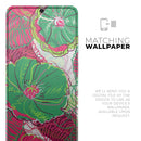 Vibrant Green & Coral Floral Sketched - Skin-Kit for the Samsung Galaxy S-Series S20, S20 Plus, S20 Ultra , S10 & others (All Galaxy Devices Available)
