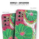 Vibrant Green & Coral Floral Sketched - Skin-Kit for the Samsung Galaxy S-Series S20, S20 Plus, S20 Ultra , S10 & others (All Galaxy Devices Available)