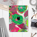 Vibrant Green & Coral Floral Sketched - Full Body Skin Decal for the Apple iPad Pro 12.9", 11", 10.5", 9.7", Air or Mini (All Models Available)