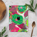 Vibrant Green & Coral Floral Sketched - Full Body Skin Decal for the Apple iPad Pro 12.9", 11", 10.5", 9.7", Air or Mini (All Models Available)