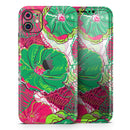 Vibrant Green & Coral Floral Sketched - Protective Skin Wrap & Decal – Compatible with iPhone SE to iPhone 17 Pro Max (All Models)