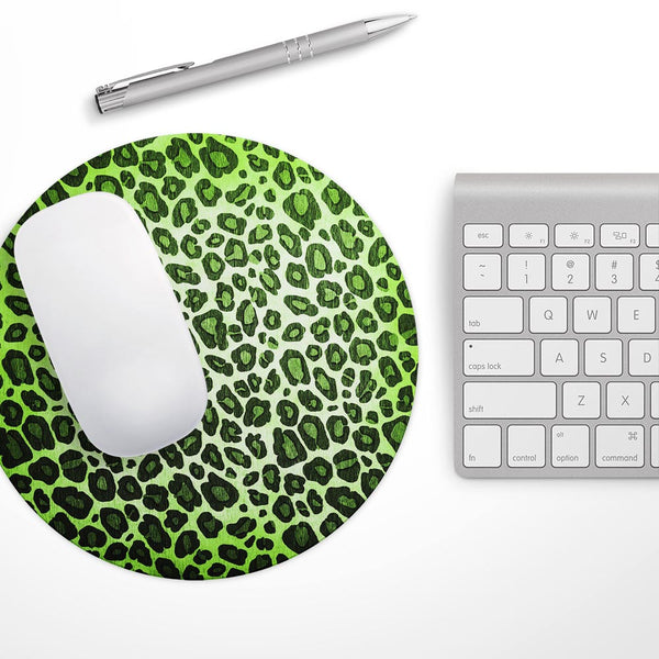 Vibrant Green Leopard Print// WaterProof Rubber Foam Backed Anti-Slip Mouse Pad for Home Work Office or Gaming Computer Desk