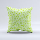 Vibrant Green Paw Prints ink-Fuzed Decorative Throw Pillow
