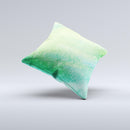 Vibrant Green Watercolor Panel ink-Fuzed Decorative Throw Pillow