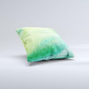 Vibrant Green Watercolor Panel ink-Fuzed Decorative Throw Pillow