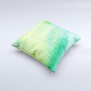 Vibrant Green Watercolor Panel ink-Fuzed Decorative Throw Pillow