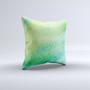 Vibrant Green Watercolor Panel ink-Fuzed Decorative Throw Pillow