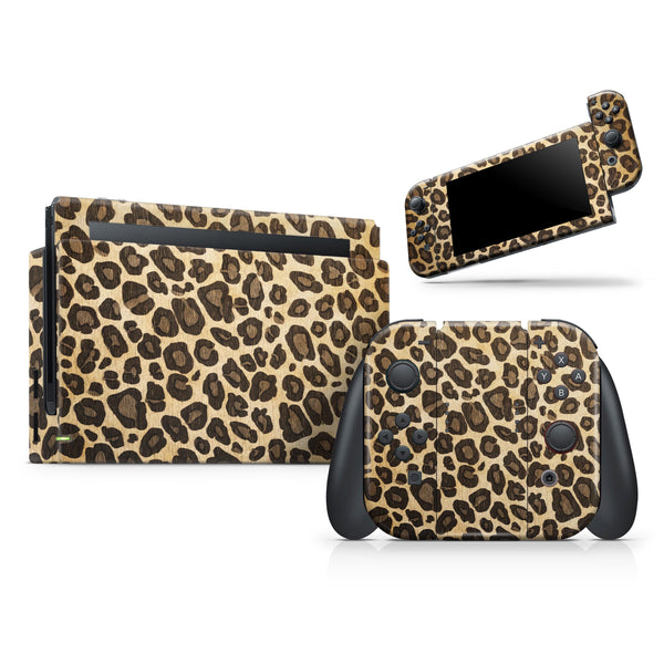 Vibrant Leopard Print V23 // Skin Decal Wrap Kit for Nintendo Switch Console & Dock, Joy-Cons, Pro Controller, Lite, 3DS XL, 2DS XL, DSi, or Wii