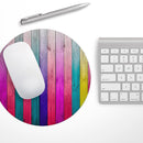Vibrant Neon Colored Wood Strips// WaterProof Rubber Foam Backed Anti-Slip Mouse Pad for Home Work Office or Gaming Computer Desk