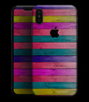 Vibrant Neon Colored Wood Strips - iPhone XS MAX, XS/X, 8/8+, 7/7+, 5/5S/SE Skin-Kit (All iPhones Available)