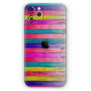 Vibrant Neon Colored Wood Strips - Vinyl Skin Wrap for iPhone 17 Pro Max, 17 Pro, 17 Air, 17, 16 & All Models — Soft Matte or Ultra Gloss