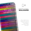 Vibrant Neon Colored Wood Strips - Vinyl Skin Wrap for iPhone 17 Pro Max, 17 Pro, 17 Air, 17, 16 & All Models — Soft Matte or Ultra Gloss