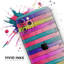 Vibrant Neon Colored Wood Strips - Vinyl Skin Wrap for iPhone 17 Pro Max, 17 Pro, 17 Air, 17, 16 & All Models — Soft Matte or Ultra Gloss