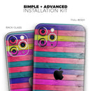 Vibrant Neon Colored Wood Strips - Vinyl Skin Wrap for iPhone 17 Pro Max, 17 Pro, 17 Air, 17, 16 & All Models — Soft Matte or Ultra Gloss
