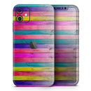 Vibrant Neon Colored Wood Strips - Vinyl Skin Wrap for iPhone 17 Pro Max, 17 Pro, 17 Air, 17, 16 & All Models — Soft Matte or Ultra Gloss