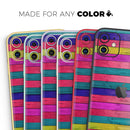 Vibrant Neon Colored Wood Strips - Vinyl Skin Wrap for iPhone 17 Pro Max, 17 Pro, 17 Air, 17, 16 & All Models — Soft Matte or Ultra Gloss