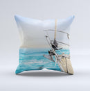 Vibrant Ocean View From Ship ink-Fuzed Decorative Throw Pillow