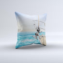 Vibrant Ocean View From Ship ink-Fuzed Decorative Throw Pillow