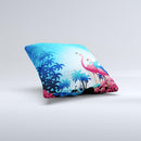 Vibrant Pelican Scenery Ink-Fuzed Decorative Throw Pillow
