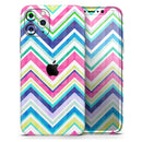 Vibrant Pink & Blue Layered Chevron Pattern - Protective Skin Wrap & Decal – Compatible with iPhone SE to iPhone 17 Pro Max (All Models)