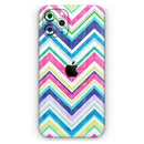 Vibrant Pink & Blue Layered Chevron Pattern - Protective Skin Wrap & Decal – Compatible with iPhone SE to iPhone 17 Pro Max (All Models)