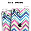 Vibrant Pink & Blue Layered Chevron Pattern - Protective Skin Wrap & Decal – Compatible with iPhone SE to iPhone 17 Pro Max (All Models)
