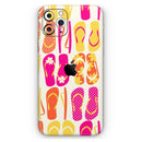 Vibrant Pink & Yellow Flip-Flop Vector - Protective Skin Wrap & Decal – Compatible with iPhone SE to iPhone 17 Pro Max (All Models)