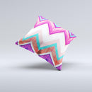Vibrant Pink & Blue Chevron Pattern Ink-Fuzed Decorative Throw Pillow