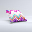 Vibrant Pink & Blue Chevron Pattern Ink-Fuzed Decorative Throw Pillow