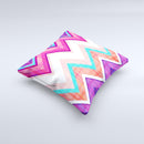 Vibrant Pink & Blue Chevron Pattern Ink-Fuzed Decorative Throw Pillow