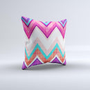 Vibrant Pink & Blue Chevron Pattern Ink-Fuzed Decorative Throw Pillow