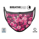 Vibrant Pink Vintage Rose Field - Made in USA Mouth Cover Unisex Anti-Dust Cotton Blend Reusable & Washable Face Mask with Adjustable Sizing for Adult or Child