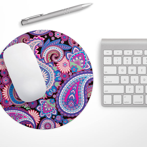 Vibrant Purple Paisley V5// WaterProof Rubber Foam Backed Anti-Slip Mouse Pad for Home Work Office or Gaming Computer Desk