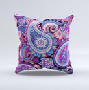 Vibrant Purple Paisley V5 Ink-Fuzed Decorative Throw Pillow