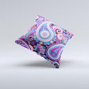 Vibrant Purple Paisley V5 Ink-Fuzed Decorative Throw Pillow