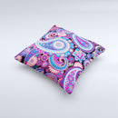 Vibrant Purple Paisley V5 Ink-Fuzed Decorative Throw Pillow
