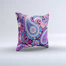 Vibrant Purple Paisley V5 Ink-Fuzed Decorative Throw Pillow