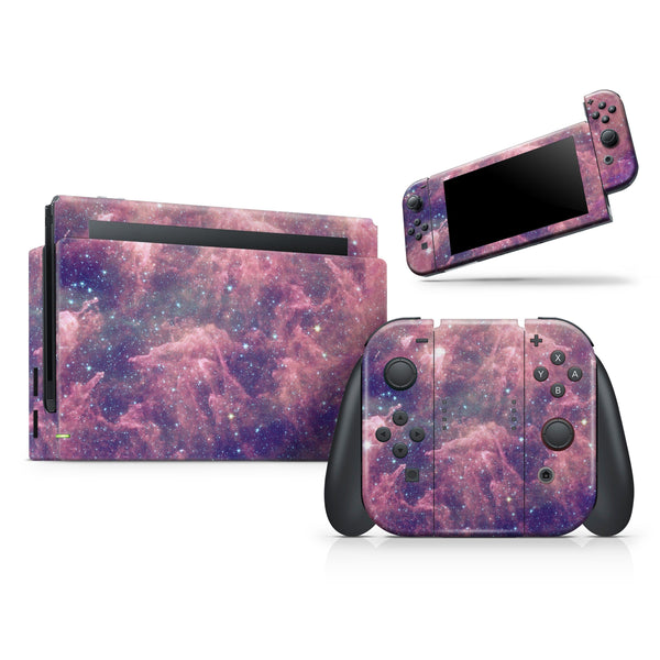 Vibrant Sparkly Pink Nebula // Skin Decal Wrap Kit for Nintendo Switch Console & Dock, Joy-Cons, Pro Controller, Lite, 3DS XL, 2DS XL, DSi, or Wii