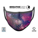Vibrant Sparkly Pink Space - Made in USA Mouth Cover Unisex Anti-Dust Cotton Blend Reusable & Washable Face Mask with Adjustable Sizing for Adult or Child