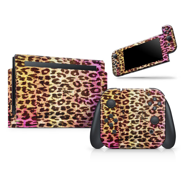 Vibrant Striped Cheetah Animal Print // Skin Decal Wrap Kit for Nintendo Switch Console & Dock, Joy-Cons, Pro Controller, Lite, 3DS XL, 2DS XL, DSi, or Wii