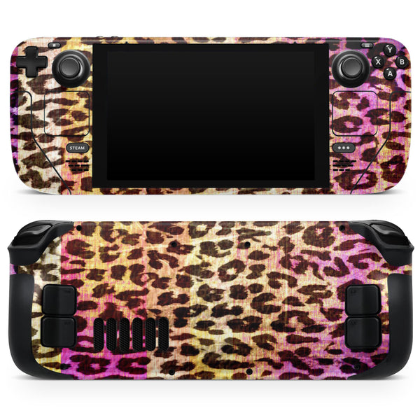 Vibrant Striped Cheetah Animal Print // Full Body Skin Decal Wrap Kit for the Steam Deck handheld gaming computer