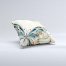 Vibrant Tan & Blue Butterfly Outline ink-Fuzed Decorative Throw Pillow