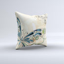 Vibrant Tan & Blue Butterfly Outline ink-Fuzed Decorative Throw Pillow