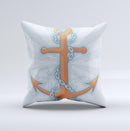 Vinatge Blue Striped & Chained Anchor ink-Fuzed Decorative Throw Pillow